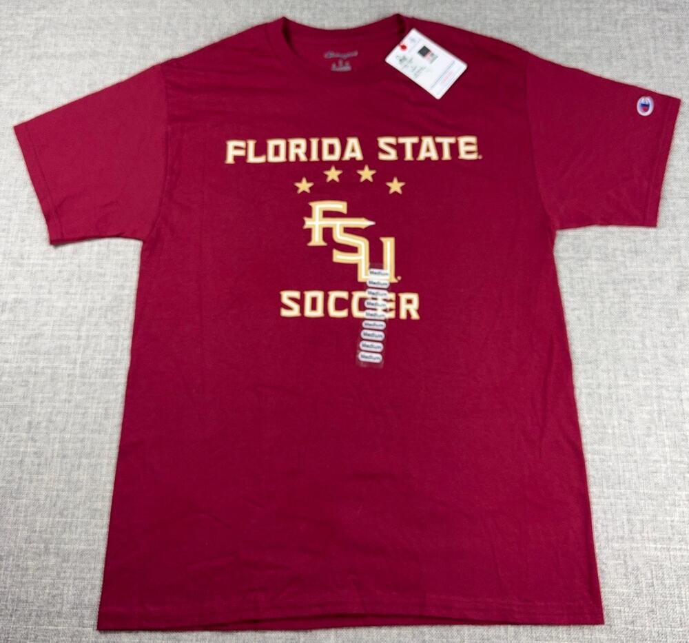Champion Florida State FSU Womens Soccer Four Stars T Shirt Medium NWT Garnet